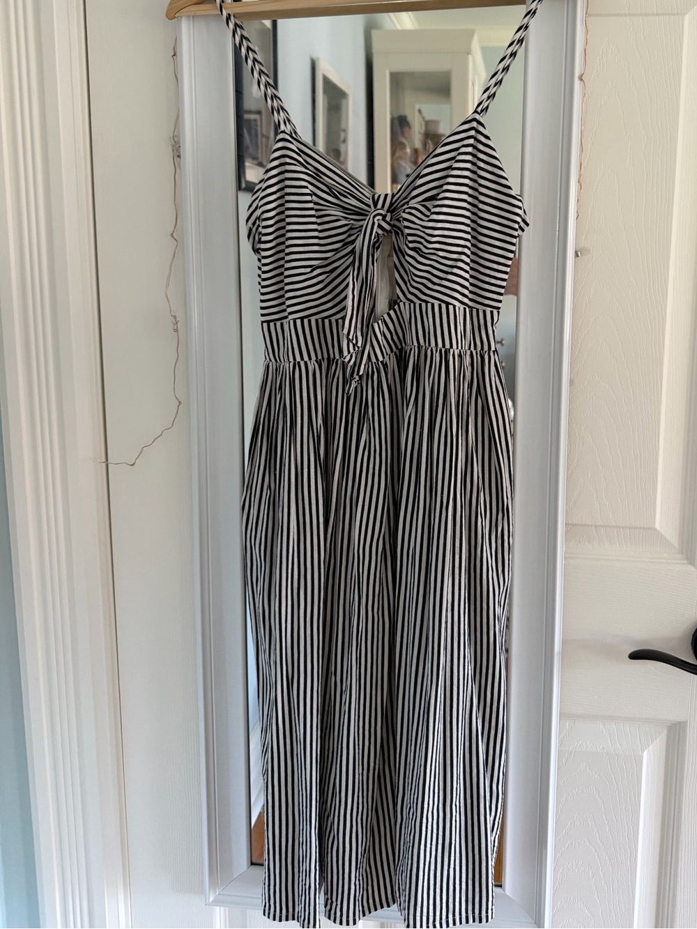 Zara Black and White Striped Tie-Front Sundress